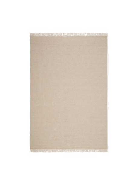 Tappeto kilim in lana beige tessuto a mano con frange Rainbow, Frange: 100% cotone Nel caso dei , Color sabbia, Larg. 140 x Lung. 200 cm (taglia S)