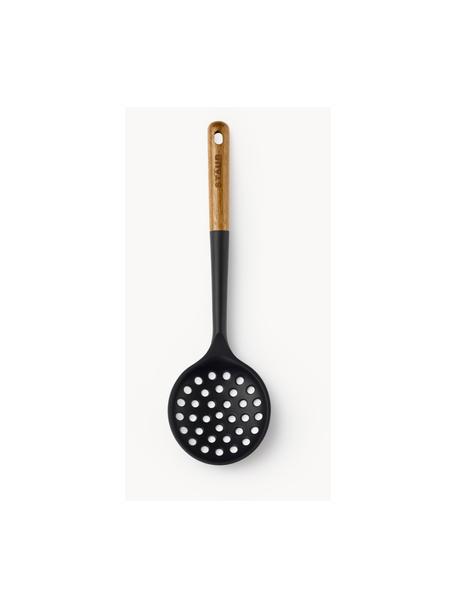 Écumoire en acacia Cook, Silicone, bois d'acacia, Noir, bois clair, long. 31 cm