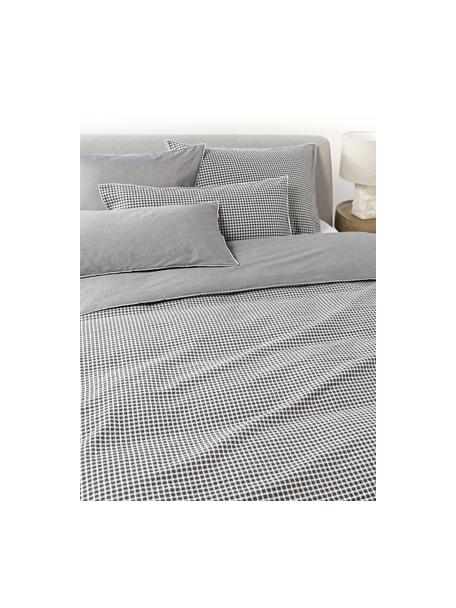 Funda nórdica de sirsaca Davey, Gris oscuro, blanco, Cama 90 cm (155 x 220 cm)