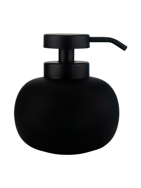 Dosatore di sapone Lotus, Contenitore: ceramica, Testa della pompa: metallo, Nero, Ø 11 x A 13 cm