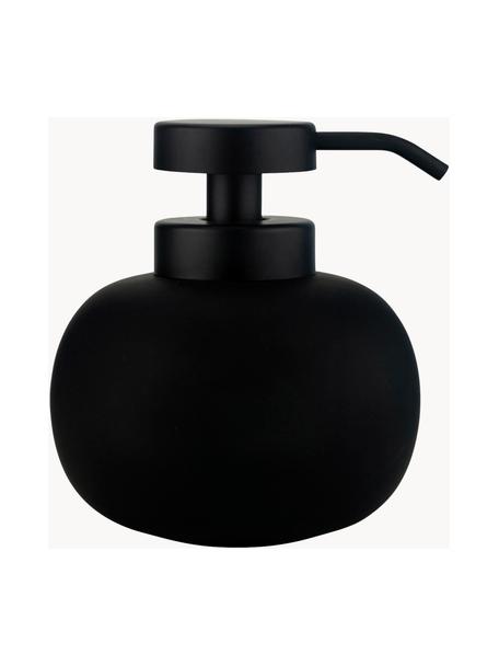 Zeepdispenser Lotus van keramiek, Houder: keramiek, Zwart, Ø 11 x H 13 cm