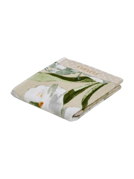 Handdoek Rosalee in verschillende formaten, met bloemenpatroon, 100% biokatoen, GOTS-gecertificeerd, Beige, wit, groen, oranje, Gastendoekje