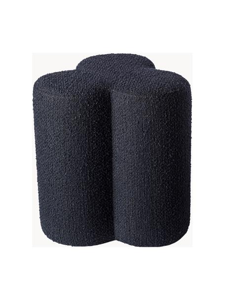 Pouf in bouclé Clover, Rivestimento: bouclé (97% poliestere, 3, Struttura: legno, Bouclé grigio-blu, Ø 37 x Alt. 45 cm