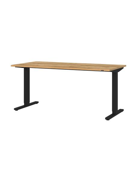 Höhenverstellbarer Schreibtisch Orija aus Holz und Metall, Beine: Metall, pulverbeschichtet, Tischplatte: Spanplatte, melaminbeschi, Holz, Schwarz, B 160 x T 80 cm