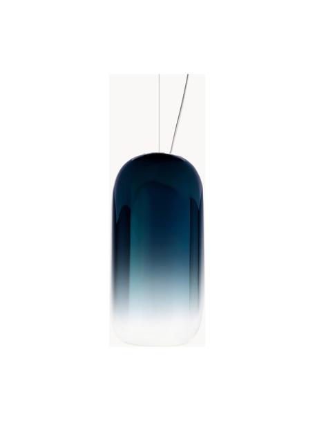 Petite suspension soufflée bouche Gople, Bleu foncé, noir, Ø 15 x haut. 29 cm