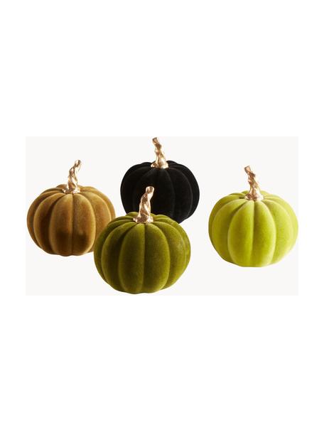 Decoratieve pompoenenset Mercy, 4-delig, Polyresin, Groentinten, Ø 9 x H 9 cm