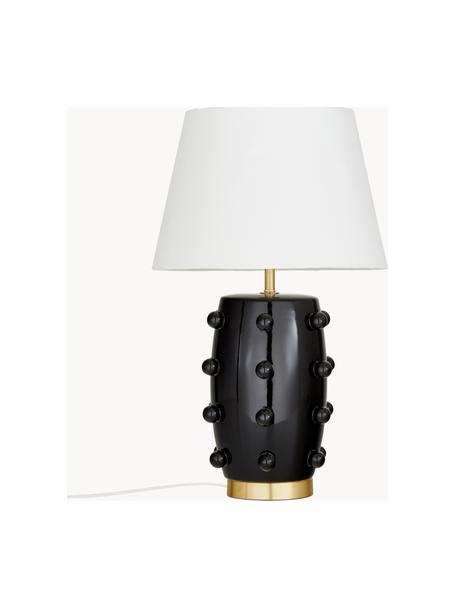 Veľká keramická stolová lampa Leandra, Čierna, mosadzné odtiene, biela, Ø 36 x V 57 cm