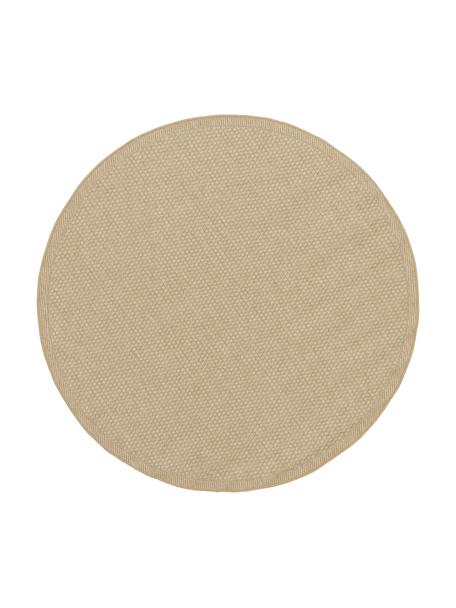 Tapis rond extérieur intérieur beige foncé Toronto, 100 % polypropylène, Beige foncé, Ø 120 cm (taille S)