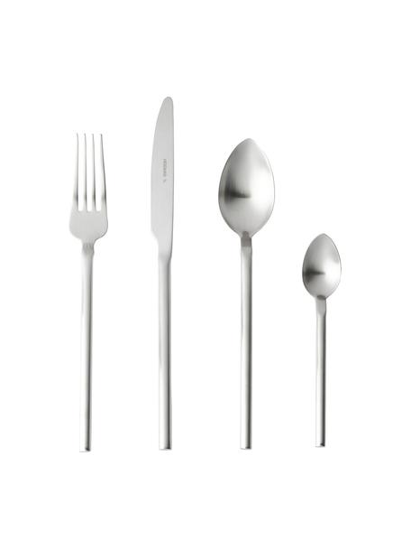 Set 16 posate spazzolato opaco Onda, 4 persone, Coltello: acciaio inossidabile 18/0, Argentato opaco, 4 persone (16 pz)