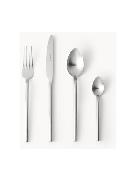 Matt gebürstetes Besteck-Set Onda, 4 Personen (16er-Set), Messer: Edelstahl 18/0, Silberfarben, matt, 4 Personen (16-tlg.)