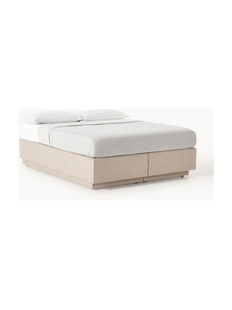 Boxspringbett Enya mit Stauraum, Bezug: 100 % Polyester Der strap, Matratze: 5-Zonen-Taschenfederkern, Webstoff Beige, B 180 x L 200 cm, Härtegrad H2