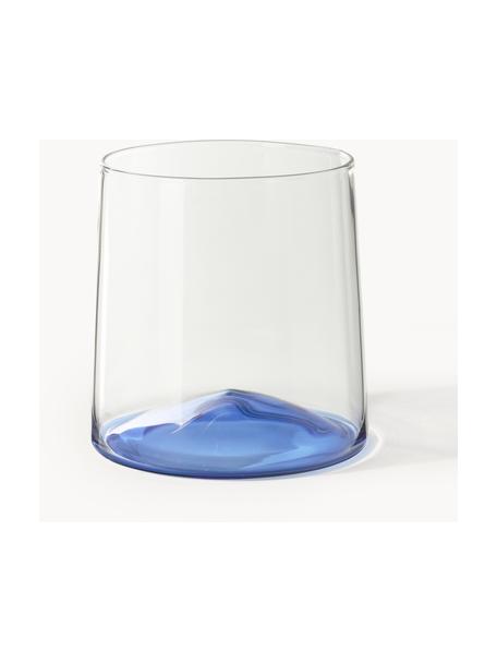 Ručne fúkané poháre na vodu Hadley, 4 ks, Borosilikátové sklo, Priehľadná, modrá, Ø 9 x V 10 cm, 400 ml