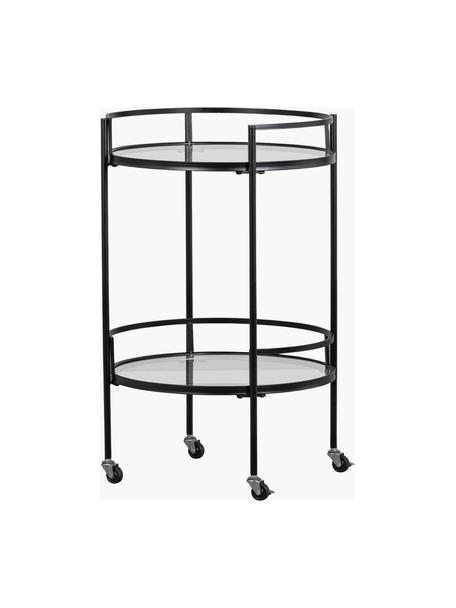 Camarera redonda de vidrio Zora, Estructura: metal con pintura en polv, Bandejas: cristal, Negro, Ø 50 x Al 79 cm