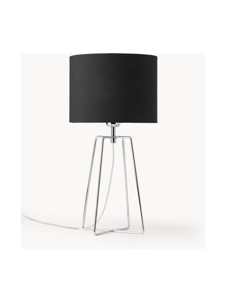 Lampe à poser Karolina, Noir, gris chrome, Ø 25 x haut. 49 cm