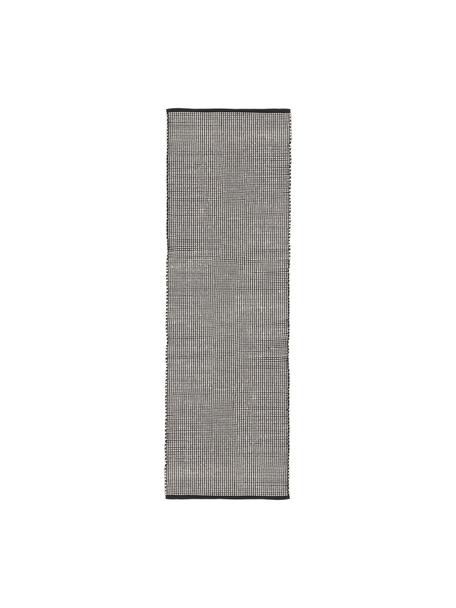 Passatoia in lana tessuta a mano Amaro, Retro: 100% cotone Nel caso dei , Nero, bianco crema, Larg. 80 x Lung. 250 cm