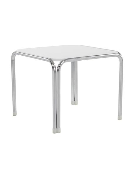 Tavolino bianco/cromo Dyton, Gambe: acciaio cromato, Bianco, cromato, Larg. 45 x Alt. 35 cm