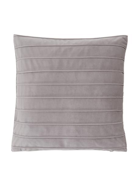 Housse de coussin en velours Lola, Velours (100 % polyester), Gris clair, larg. 40 x long. 40 cm
