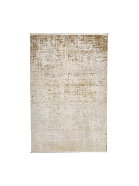 Třpytivý koberec s nízkým vlasem a třásněmi Cordoba, Odstíny béžové, Š 80 cm, D 150 cm (velikost XS)