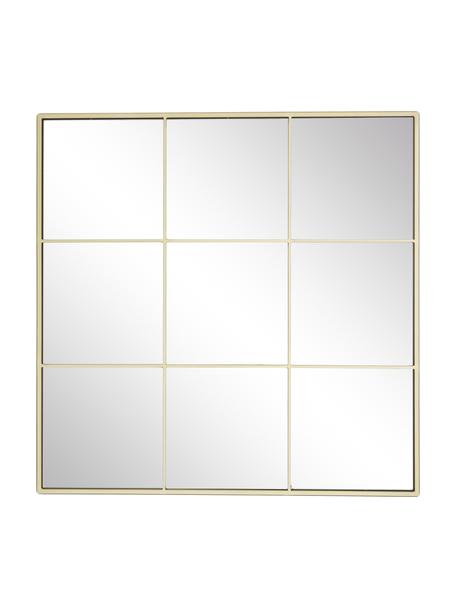 Eckiger Wandspiegel Clarita in Fensteroptik, Rahmen: Metall, beschichtet, Rückseite: Mitteldichte Holzfaserpla, Spiegelfläche: Spiegelglas, Goldfarben, B 70 x H 70 cm