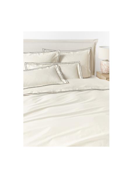 Funda nórdica de satén Carlotta, Blanco crema, negro, Cama 150/160 cm (240 x 220 cm)