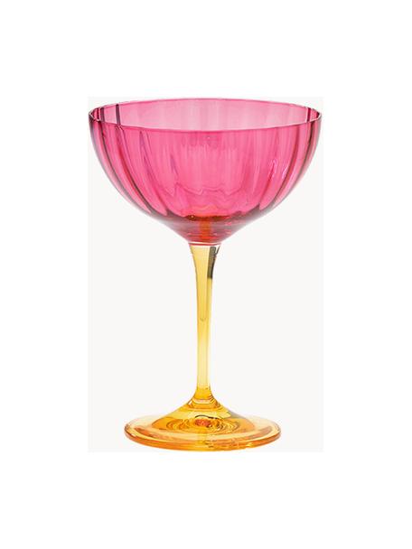 Copas de champán Jazzy, 2 uds., Vidrio, Rosa, naranja transparentes, Ø 11 x Al 16 cm, 210 ml