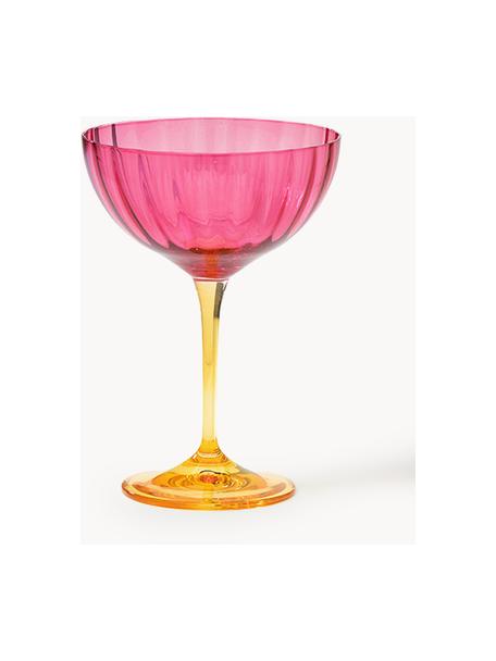 Champagnergläser Jazzy, 2 Stück, Glas, Pink, Orange, transparent, Ø 11 x H 16 cm, 210 ml