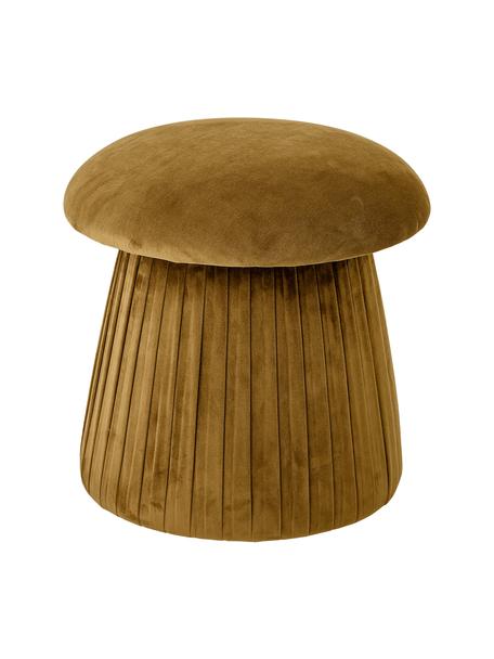 Pouf en velours Roberta, Velours ocre, Ø 44 x haut. 45 cm