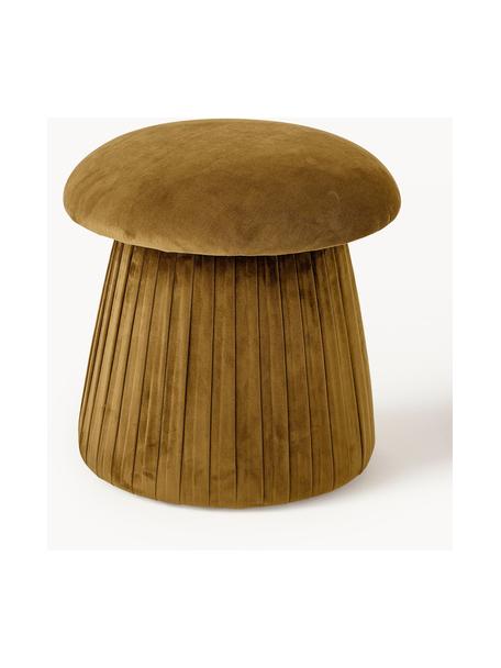 Pouf in velluto Roberta, Rivestimento: velluto (poliestere) Con , Struttura: pannello MDF (fibra a med, Velluto giallo ocra, Ø 44 x Alt. 45 cm