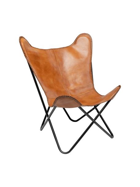 Leder-Sessel Winny, Sitzfläche: Büffelnappaleder, pigment, Gestell: Stahl, pulverbeschichtet, Leder Braun, B 70 x T 75 cm
