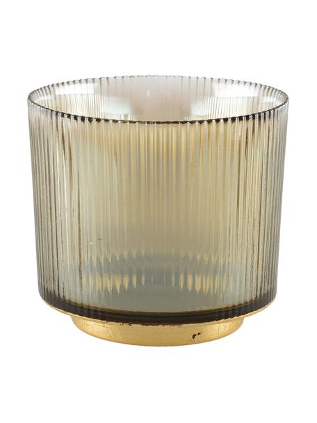 Teelichthalter Luster, Glas, Metall, Bräunlich, transparent, Goldfarben, Ø 10 cm