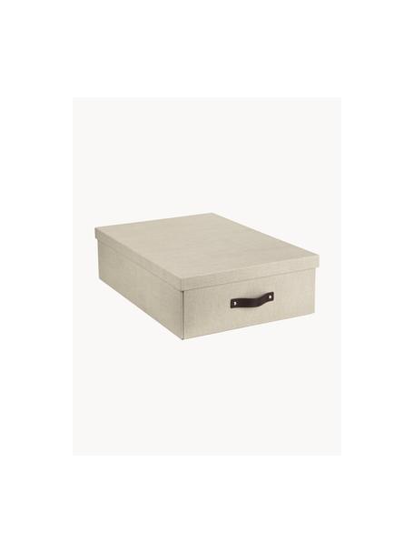 Caja Karolin, Caja: cartón rígido, Asa: cuero, Beige claro, marrón oscuro, An 39 x F 56 cm