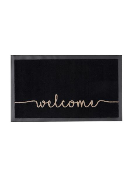 Polyamidová rohožka Welcome, Čierna, béžová, Š 45 x D 75 cm