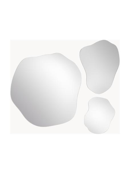 Frameloze wandspiegelset Lia in organische vorm, set van 3, Zilverkleurig, Set met verschillende formaten