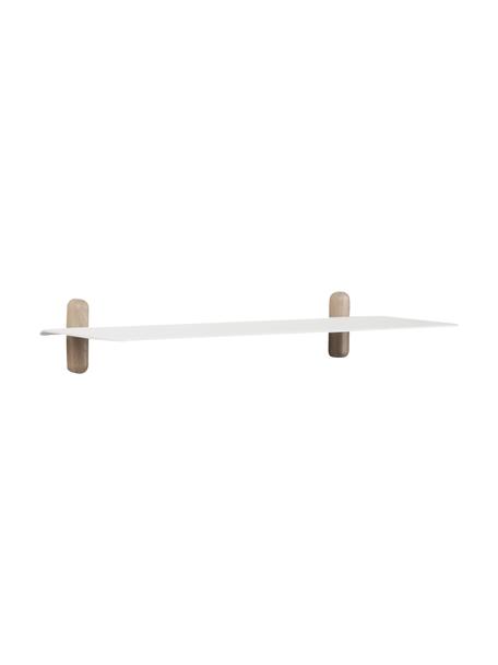 Wandrek Nivo, Plank: gecoat staal, Frame: eikenhout, Eikenhoutkleurig, wit, B 64 cm x H 8 cm