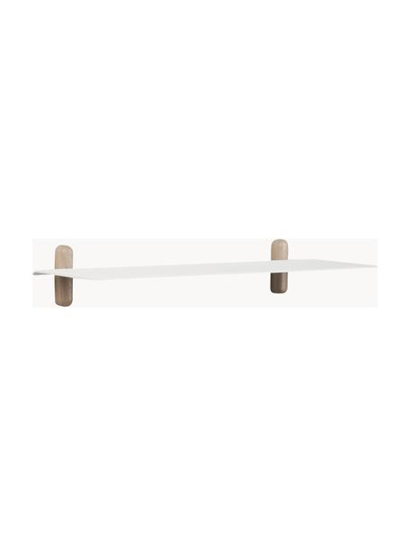 Estante de pared Nivo, Estante: acero recubierto, Estructura: madera de roble, Madera de roble, blanco, An 64 x Al 8 cm