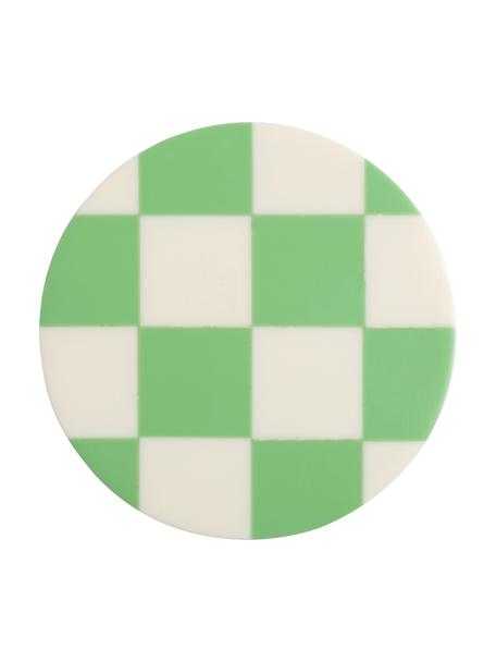 Posavasos Check, 4 uds., Poliresina, Verde, blanco crema, Ø 10 cm