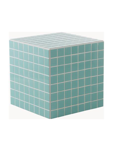 Mesa auxiliar de azulejos Kerreville, Estructura: tablero de fibras de dens, Verde turquesa, An 42 x Al 42 cm