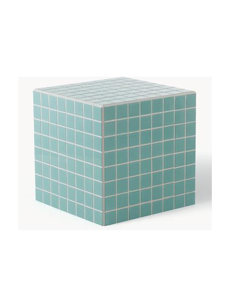 Mesa auxiliar de azulejos Kerreville, Estructura: tablero de fibras de dens, Verde turquesa, An 42 x Al 42 cm
