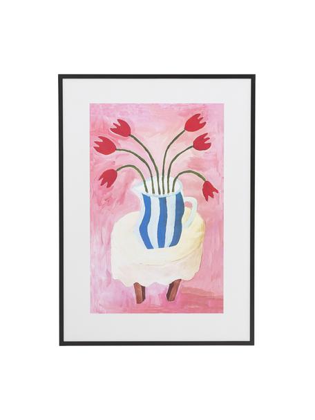 Plakat z ramą Camelia, Brudny różowy, wielobarwny, S 52 x W 72 cm