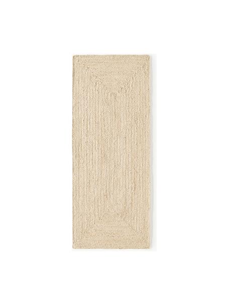 Handgefertigter Jute-Läufer Sharmila, 100 % Jute, Off White, B 80 x L 200 cm