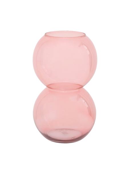 Ručně foukaná váza Bulb, Recyklované foukané sklo, Růžová, transparentní, Ø 17 cm, V 27 cm