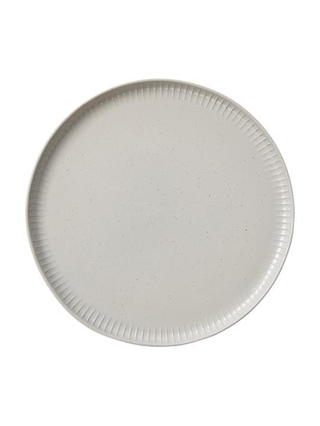 Assiettes plates avec relief gris clair chiné Rhea, 4 pièces, Grès cérame, Gris clair, Ø 28 x haut. 2 cm