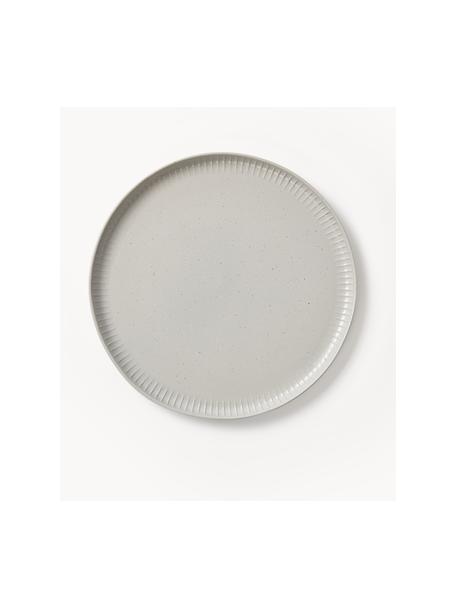 Gesprenkelte Speiseteller Rhea mit Relief, 4 Stück, Steingut, Hellgrau, Ø 28 x H 2 cm