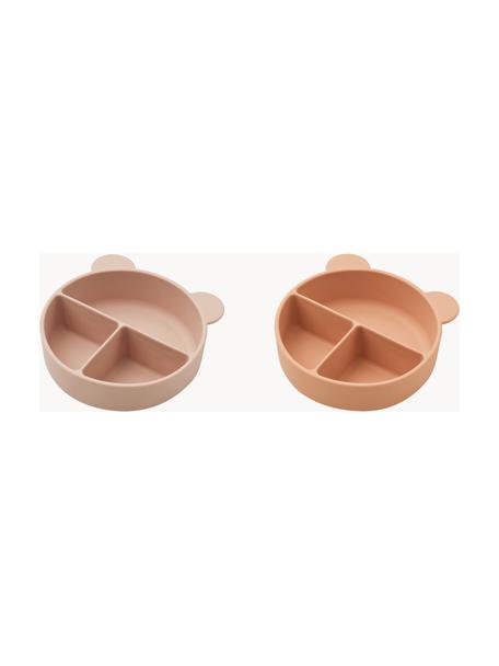 Cuencos infantiles Connie, 2 uds., 100% silicona, Rosa pálido, melocotón, Ø 15 x Al 5 cm