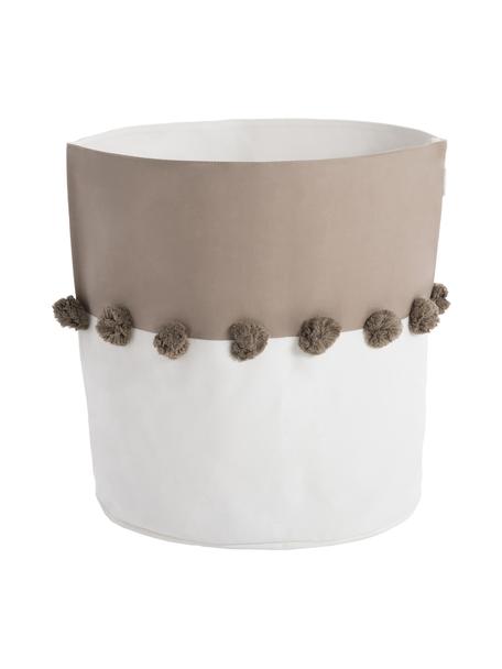 Kosz do przechowywania z pomponami Tan, 100% bawełna, Brązowy, biały, Ø 37 x W 40 cm