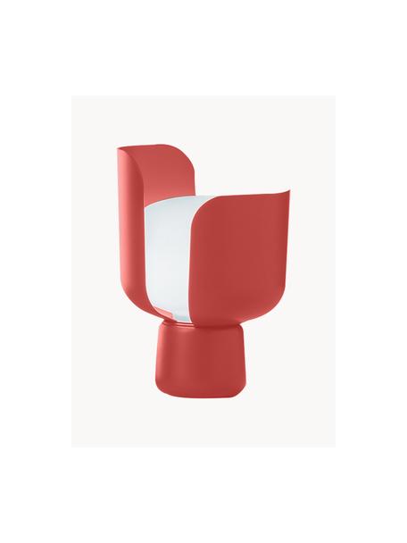 Lámpara de mesa artesanal pequeña Blom, Pantalla: plástico, Estructura: metal recubierto, Cable: plástico, Blanco, rojo coral, Ø 15 x Al 24 cm