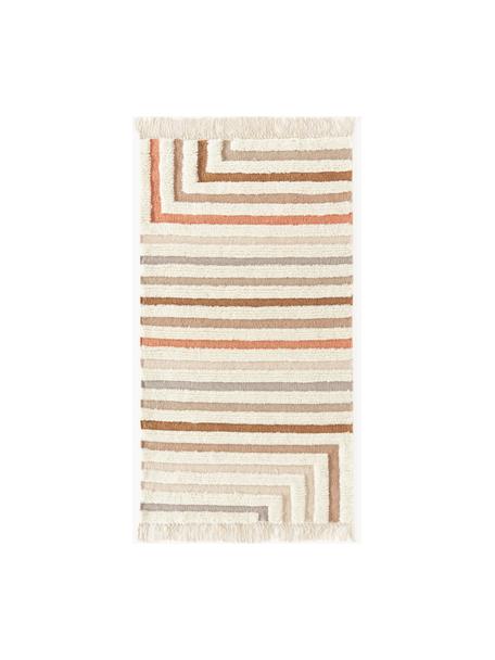 Tapis kilim tissé main avec franges Calais, 80 % laine, 20 % coton

Les tapis en laine peuvent perdre des fibres lors des premières semaines et des peluches peuvent se former, ce phénomène est naturel et diminue à mesure de votre usage et du temps, Beige, terracotta, taupe, larg. 80 x long. 150 cm (taille XS)