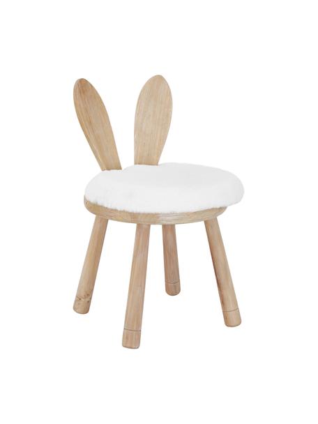 Holz-Kinderstuhl Bunny mit Sitzkissen, Sitzkissen: Baumwolle, Gummibaumholz, Cremeweiß, B 34 x H 55 cm
