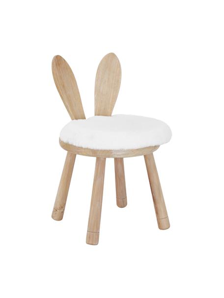 Sedia per bambini in legno Bunny, Legno di caucciù, bianco crema, Larg. 34 x Alt. 55 cm