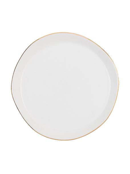 Assiette à pain porcelaine blanche Good Morning, Ø 17 cm, Grès cérame, Blanc, couleur dorée, Ø 17 cm